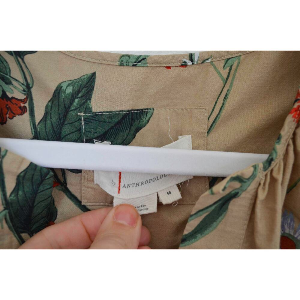 Anthropologie The Somerset Maxi Dress Tiered Smock Floral Khaki Tan - Picture 3 of 7